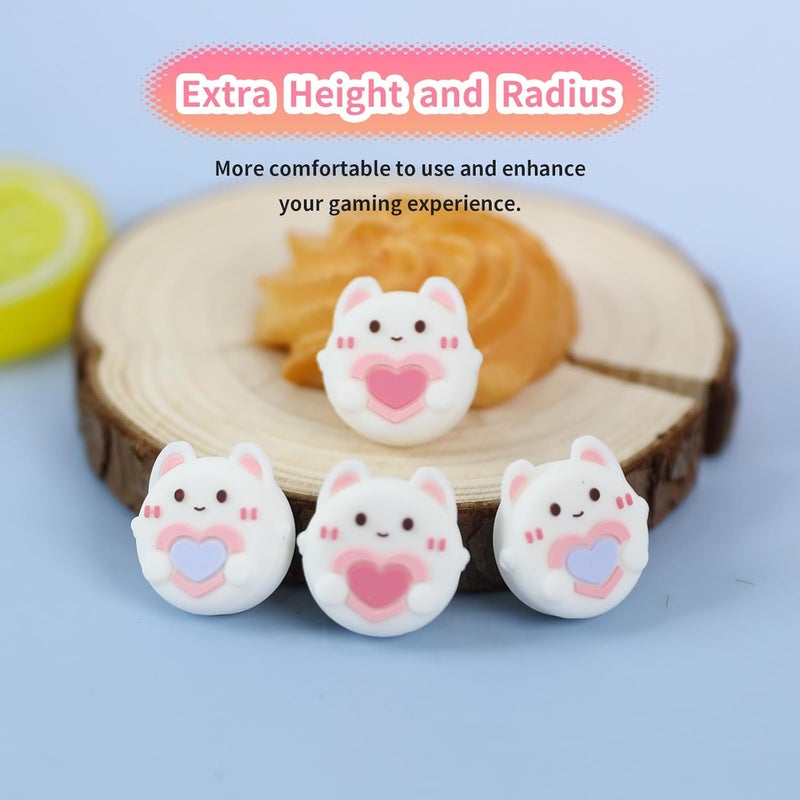 FlyingMage Heart Bunny Switch 2 Joycon Thumb Grips Caps, 4 PCS Cute Kawaii 3D Silicone Analog Thumbstick Button Cover for NS Switch 2 Joystick Caps - Image 3